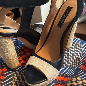 Ann Taylor Dark Navy  and Tan Espadrilles with Chic Design